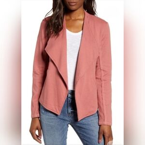 Caslon Pink Taffy Open Front Knit Blazer Comfy Fall Work School Spring Travel